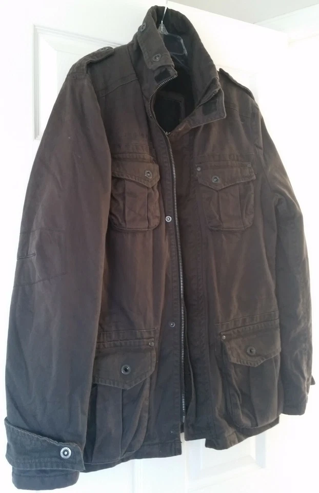 Chaqueta Abrigo Marrón Jack & Jones Hombre Talla S Extraíble Piel de Oveja Forrada Foto 2 de 4