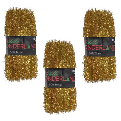 Weihnachtsbaum 3 Packungen 50 Fuß x 3 cm Lametta TOP PREIS - Gold