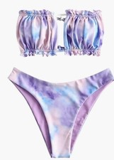 Zaful Tie Dye High Cut 2 piece Bikini bathing suit swimwear size Medium T75 