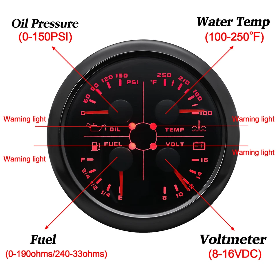 2 Gauge Set 85mm GPS Speedometer 120MPH Tacho&85mm 4 I N 1 Guage with Sensor US - Image 3 of 4