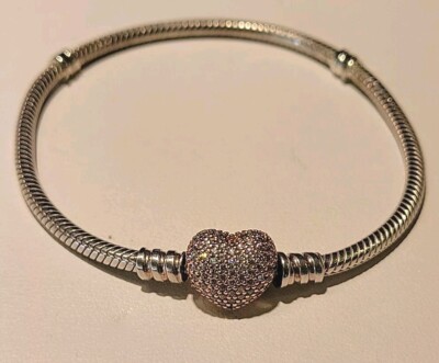 Pandora Moments Rose Gold Plated Heart Clasp Snake Chain