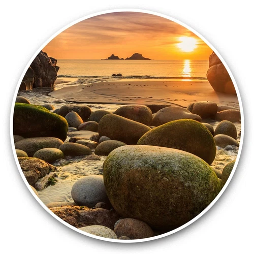 2 x Vinyl Stickers 20cm  - Porth Nanven Cornwall Beach  #46158