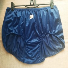 Panty Vintage Underwear Woman Full Briefs Nylon Blue Sissy Plus Waist 40"- 50"