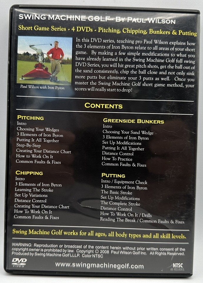 Paul Wilson’s Swing Machine Golf 4 DVD DISC Set Pitching Chipping