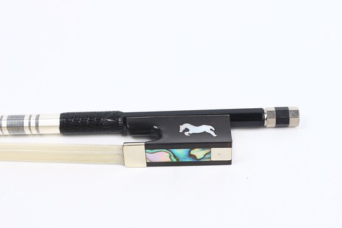 New Advanced Black Carbon Fiber Violin Bow - Small Horse Style Frog Inlay - Picture 4 of 8