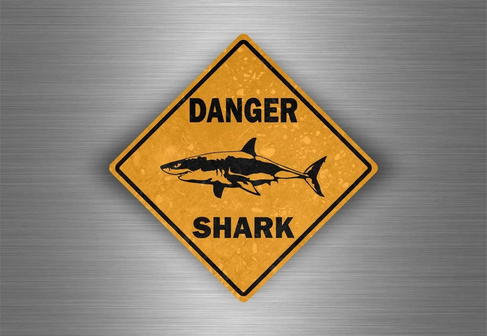 Autocollant sticker voiture moto tuning danger requin shark surf surfeur mural