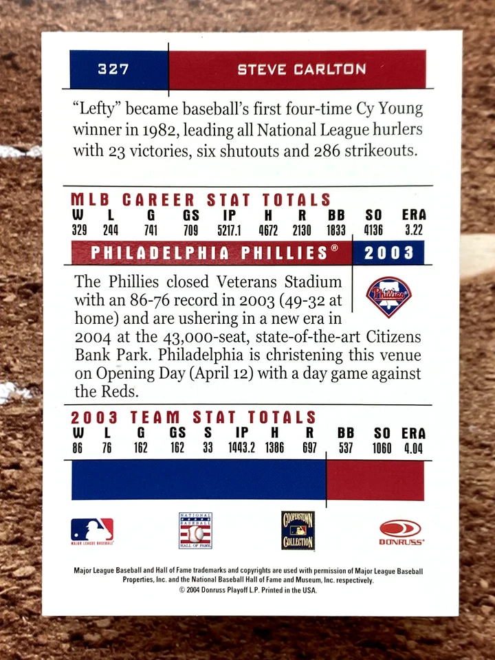 2004 Donruss Team Heroes Steve Carlton #327 - Image 2 of 2