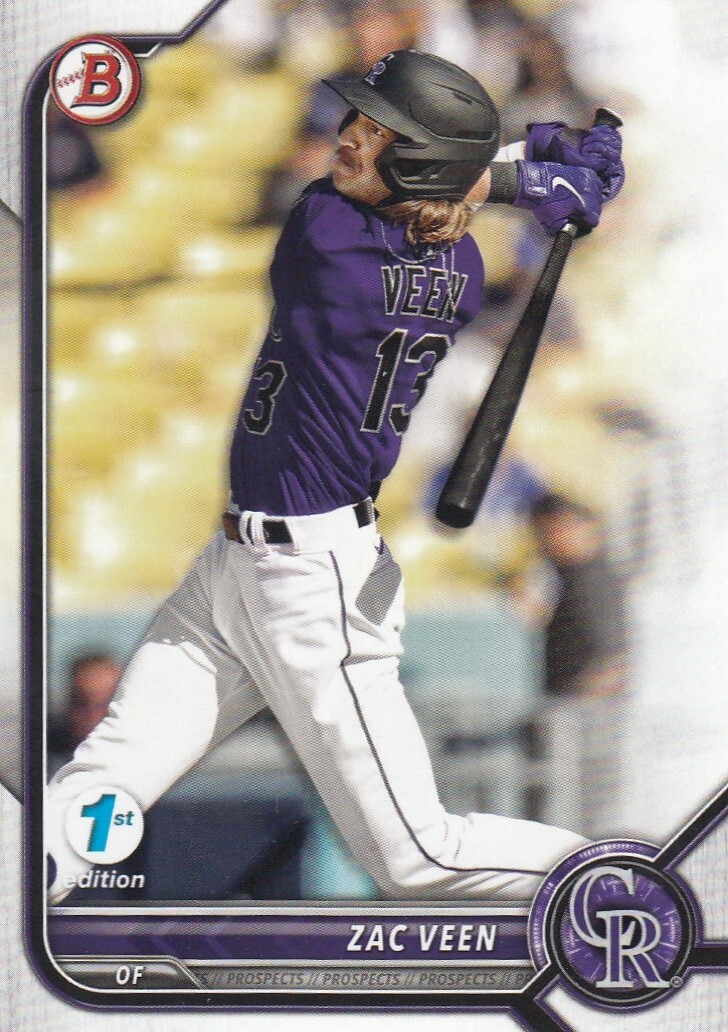 ZAC VEEN BOWMAN ROOKIE RC DRAFT 1ST EDITION COLORADO ROCKIES #BD