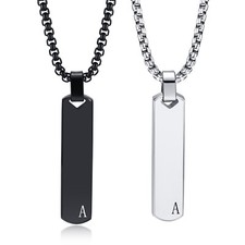 Fashion Initial Bar Necklace for Men Women Exquisite Waterproof Stainless Steel