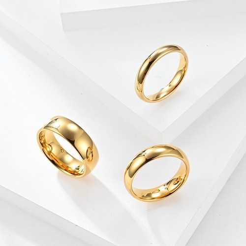 4mm/6mm/8mm Tungsten Steel Bands Men's 18K Gold Plating Women's Ring Size 5-13 - Picture 10 of 13