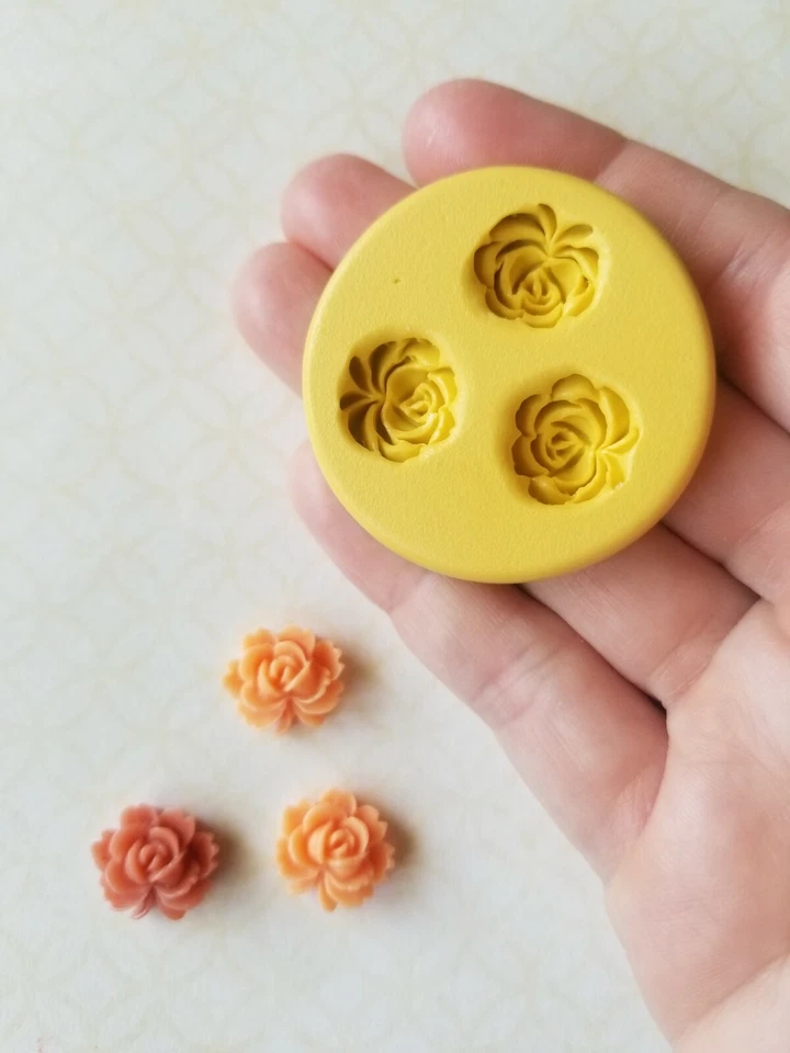 Rosa Silicona Molde Fondant Flor Polímero Arcilla Molde Pastel Decoración Resina Dije Foto 4 de 4