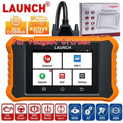 LAUNCH Creader Elite 2.0 OBD2 KFZ Diagnosegerät ECU Coding für Peugeot Citroen