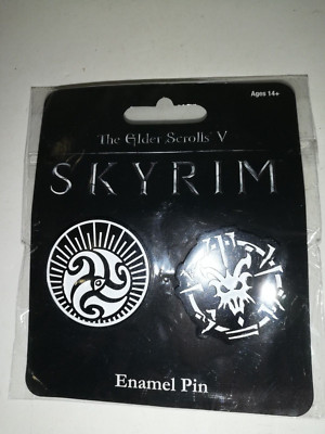 SET 2 PINS VIDEOSPIEL SKYRIM ELDER SCROLL V LOOTCRATE BETHESDA FUNKY NEU VERSIEGELT