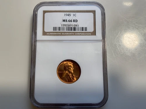 1945 Lincoln Wheat Cent. NGC graded MS-66RD.