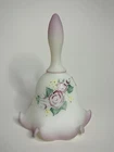 Fenton Bell Burmese Satin Glass Ruffled Edge Hand Painted & Signed Rose Garden
