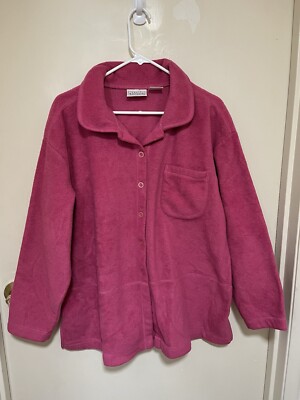 Basic Editions Pink Button Down Fleece Shirt Jacket XL