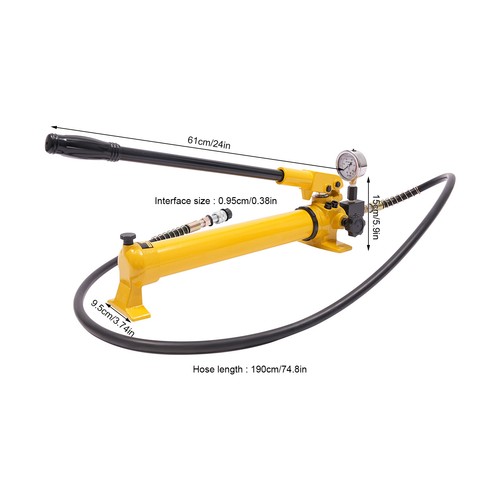 Pompa manuale cilindro idraulico CP-700 con manometro 10152.64PSI 700Bar - Foto 3 di 20