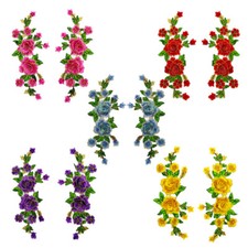1Pair Lace Embroidery Flower Patch Badge Motif Sewing Dress DIY Applique Craft N