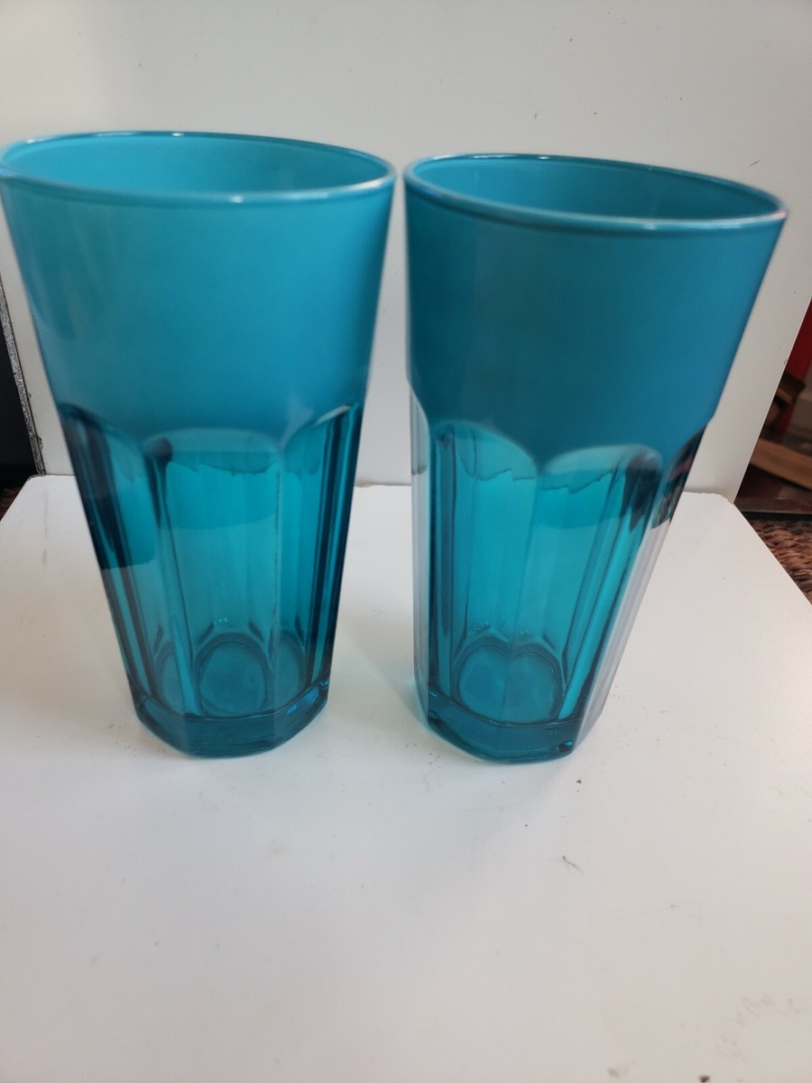 EPURE Set Of 15 Oz BLUE Drinking Glasses Tumbler New