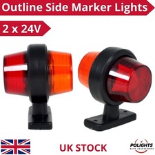 2x Red Amber LED NEON Mirror Outline Marker Light Lamps 24V for VOLVO DAF SCANIA