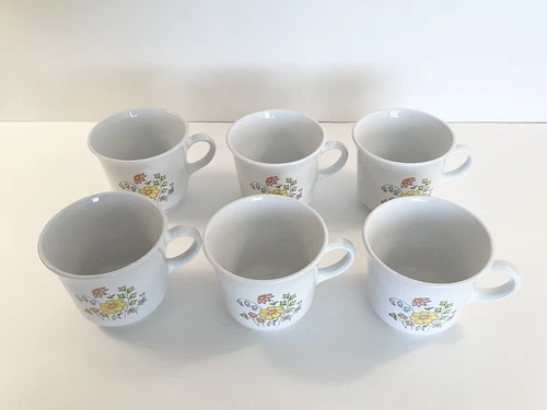 Set of 6 Vintage Corelle Corning Spring Meadow Pattern Coffee Cups