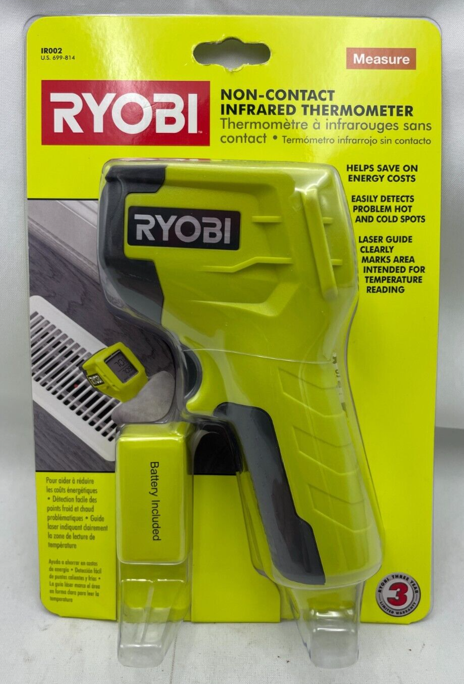 Ryobi Infrared Thermometer Hot/cold Spot Measure Ir002 A5 for sale