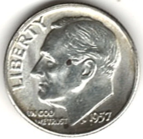 1957 ROOSEVELT DIME in BRILLIANT UNCIRCULATED CONDITION stk R D 3