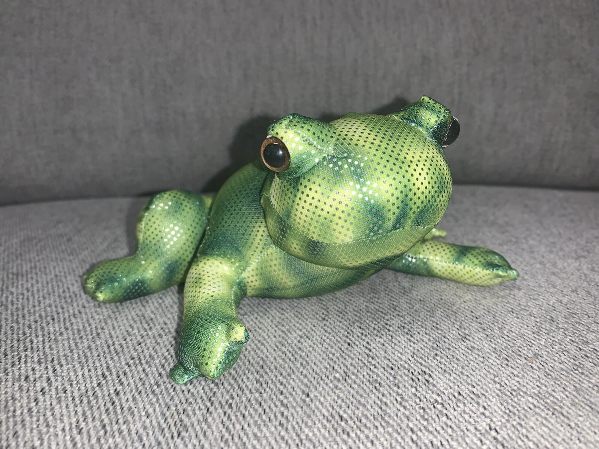 Frog Toad Green Shiny Sand Filled 5 Stuffed Animal Plush