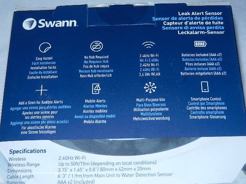 nuevo sin garantía Swann Sensor de alerta de fugas Detección de fugas Móvil wifi SWIFI-FUGA-GL - Imagen 10 de 12