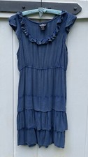Vintage 90’s Angie Cute Ruffled Blue Rayon Layered Dress Sm
