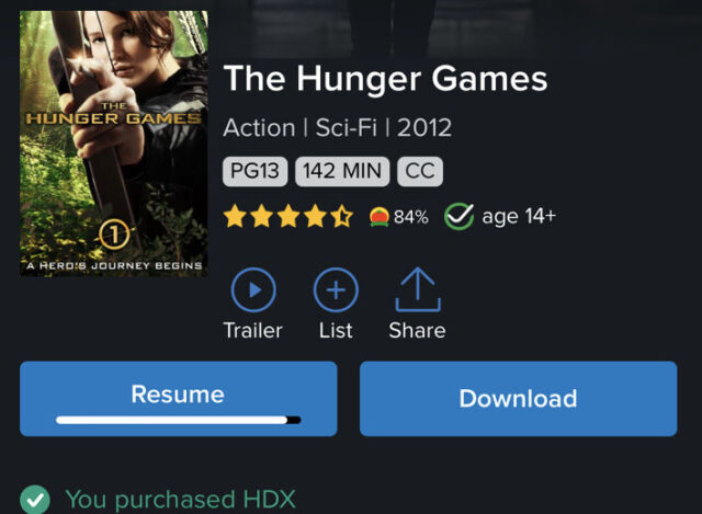 Hunger Games Movie #1 Digital HD (EMAIL DELIVERY!) No Physical Movie Included