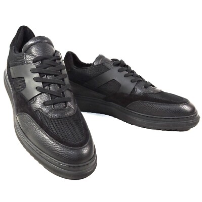PRINCIPE DI BOLOGNA   MEN'S BLACK LEATHER & SUEDE COMFORT WINTER SNEAKERS 42