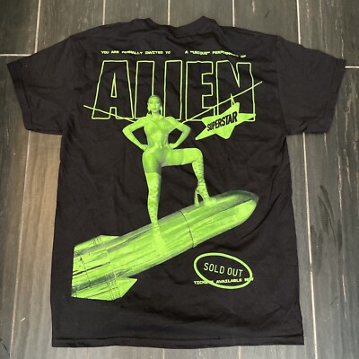 Beyoncé RWT 2023 Renaissance World Tour Black T Shirt Alien Superstar Size M