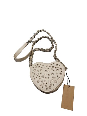 STEVE MADDEN Studded Chalk Cream Heart Crossbody Bag Purse