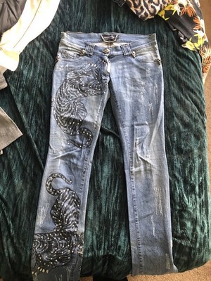 Philipp Plein y2k Blue Embellished Women Jeans