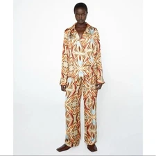 Zara  Top & Bottom  Set Size L Geometric Print Colorful Boho