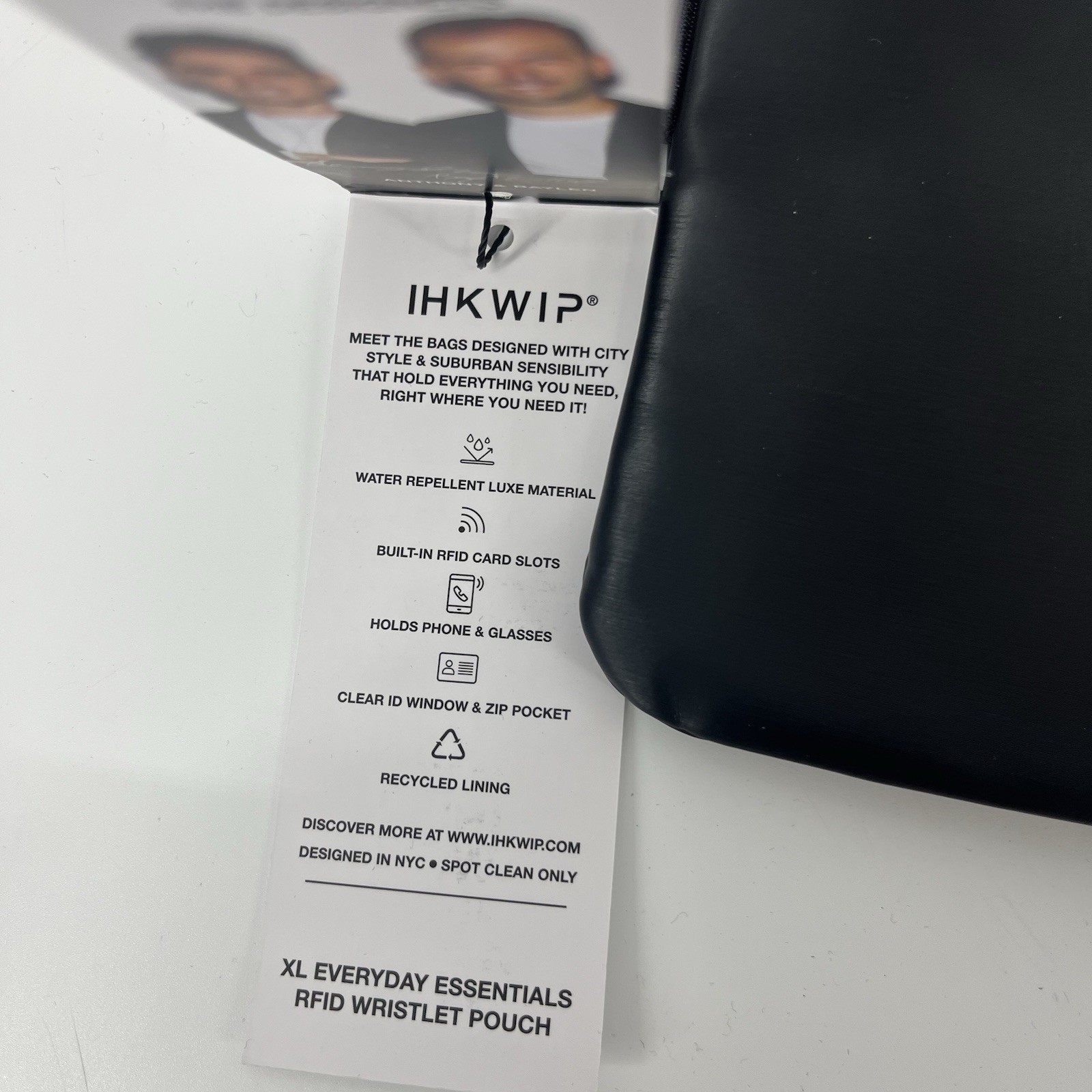 IHKWIP XL Everyday Essentials RFID Wristlet Pouch Black Zip Pocket Strap Clutch thumbnail 6