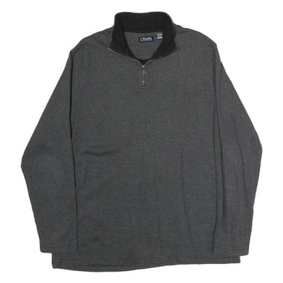CHAPS Herren Grau 1/4 Reißverschluss XL Baumwolle Pullover Sweatshirt Freizeit