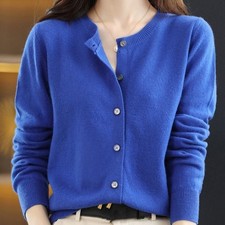 100 Cashmere Crew Neck Long Sleeve Cardigan Women's Cashmere Cardigan Sweater