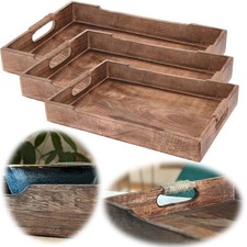 Vintage Mango Holz Serviertablett 31-46cm Griff-Tablett Betttisch Betttablett