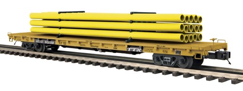 Coche plano MTH Premier 20-92313 60’ con juego de carga de tubo (amarillo) - TTX Car Rd #93223 | Zustand: New