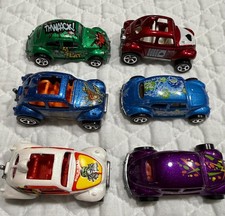 Hot Wheels Lot of 6 VW Bugs Volkswagon Beetles 1:64 Diecast 2-1/2" Cars