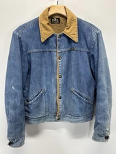 Vtg Maverick Blue Bell Denim Jean Jacket Men’s Corduroy Collar Sherpa Lined 70s