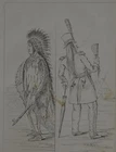 Antique 1840's Native American Engraving Art Assiniboine tribe Ah-jon-jon