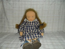 süsse Stoffpuppe Waldorf Puppe Mädchen Zöpfe Handarbeit 42 cm neuwertig