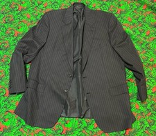 Brioni Virgin Wool Escorial Charcoal Pinstripe Blazer Sz XL