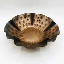 Vintage Craftsman Co 882 Hand Made Hammered Copper Bowl w/ Ruffled Edges 10.25"