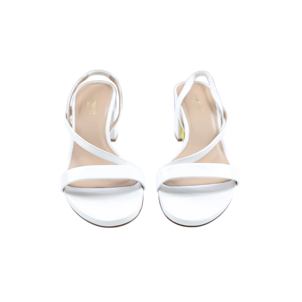 L.K. Bennett Women's White UK Size 4.5 Leather Slip On Strappy Mule Heels