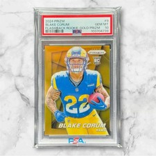 Blake Corum 2024 Flashback Rookie RC Gold Refractor /10 Prizm #9 PSA GEM 10
