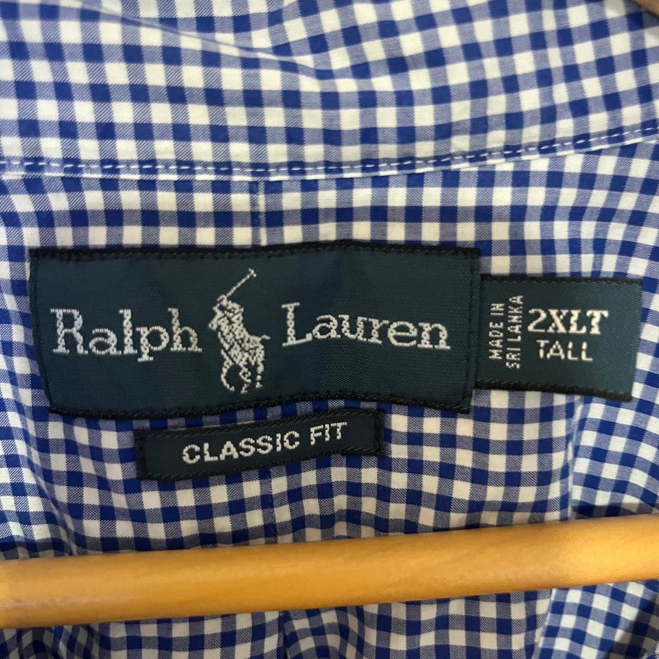 Ralph Lauren Classic Fit Blue Gingham Check Button Up, size 2XLT 100% cotton - Image 3 of 4